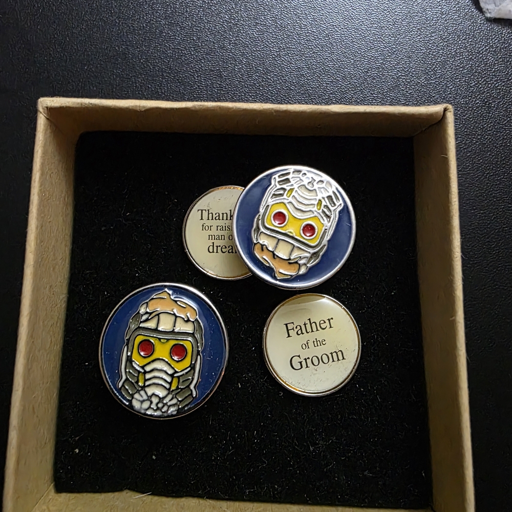 Novelty Star-Lord Enamel Pin Set - Blue and Red Accents